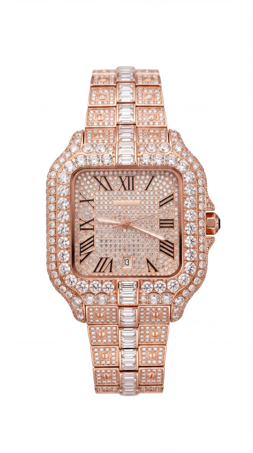 Cartier Santos Rose Gold & Black Roman Dial 42mm