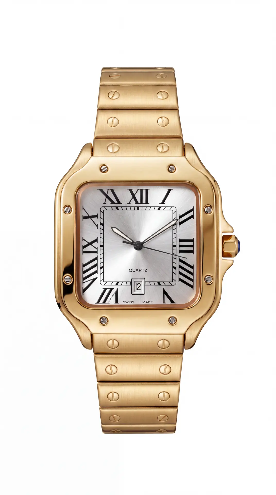 Cartier Santos Gold & Silver White Face 42mm Plain Jane