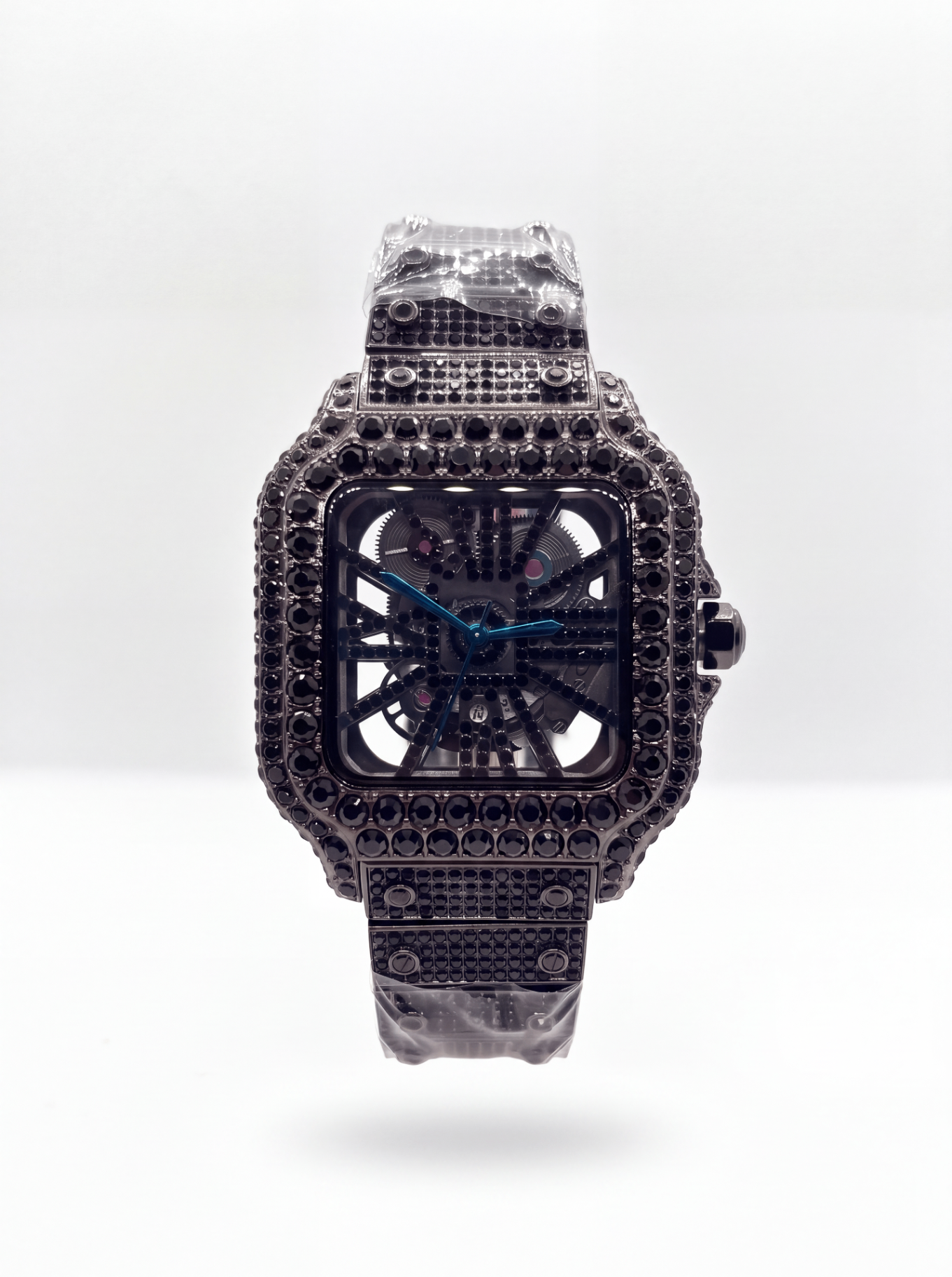 Black 39mm Blue Dial Skeleton Bussdown Watch product photo