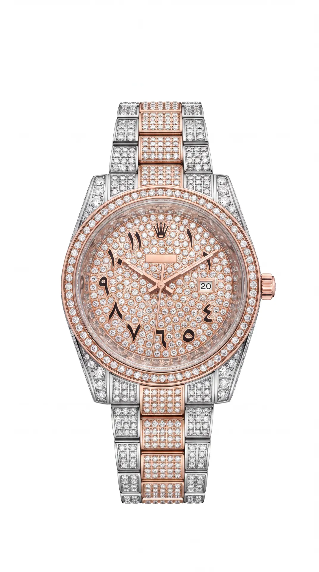 Rolex Rose Gold & Silver Arab Dial 42mm Bussdown