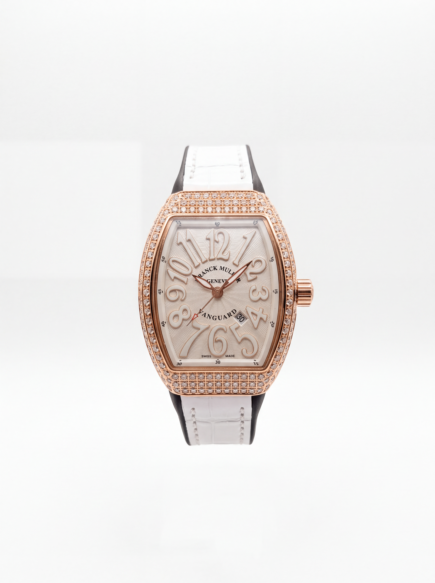 White & Rose Gold 32mm Leather Strap Bussdown Watch product photo