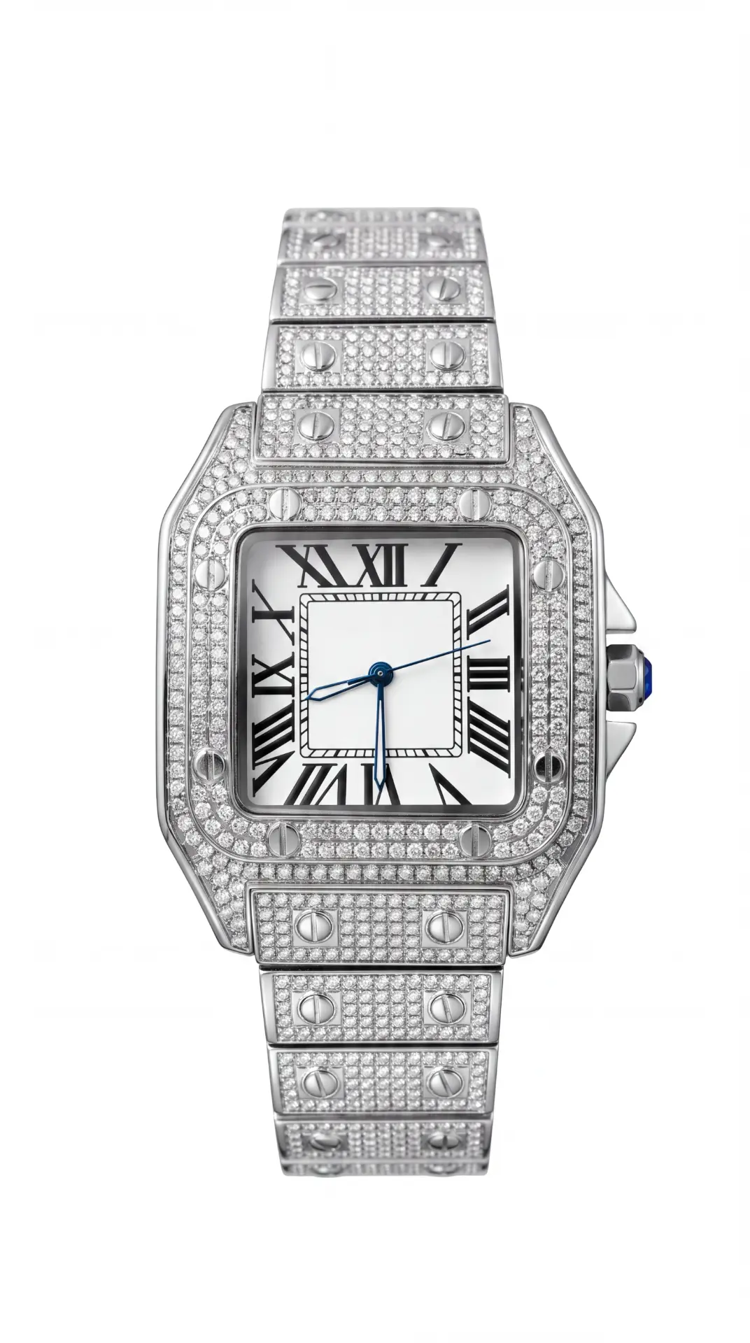 Santos White & Silver Roman Dial 39mm