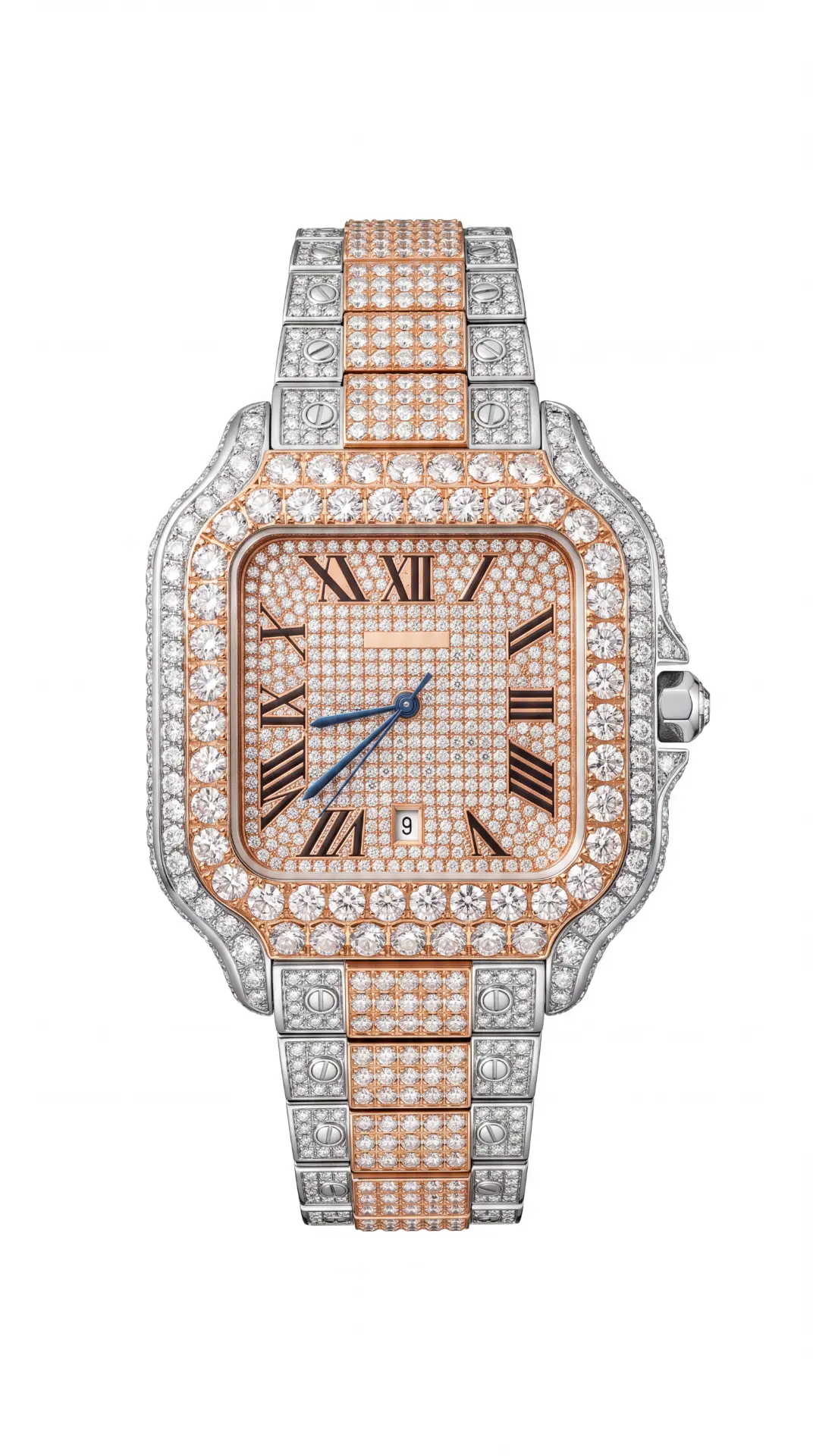 Cartier Santos Silver & Rose Gold Roman Dial 42mm
